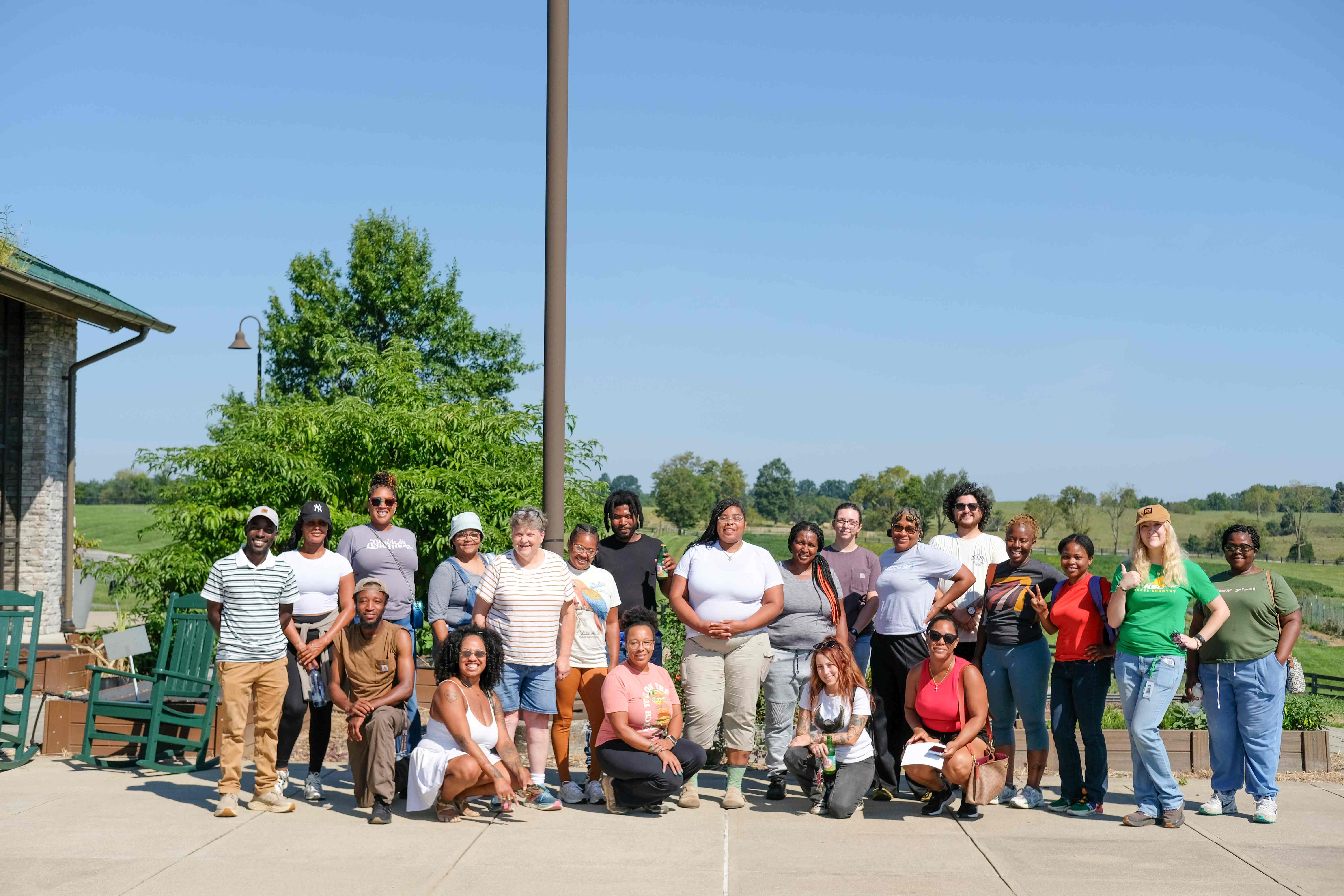 Group image of cohort at field day