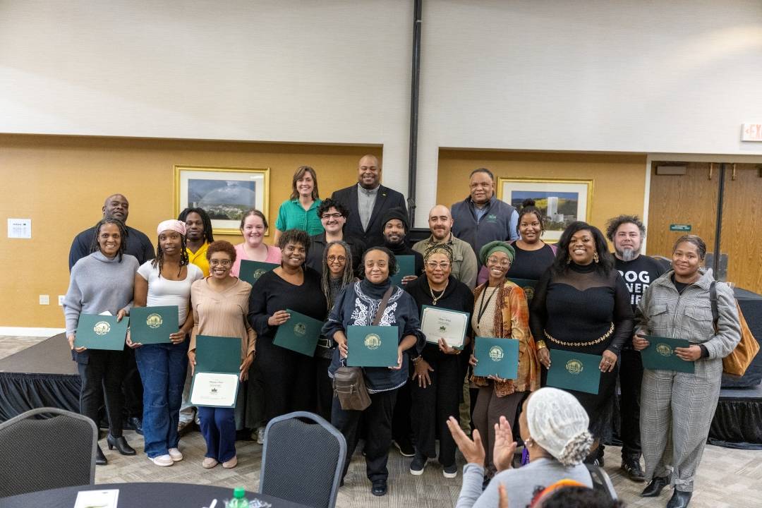 Group photo of the cohort at their graduation ceremony in November 2025 at the KSU Small Farmer Conference.